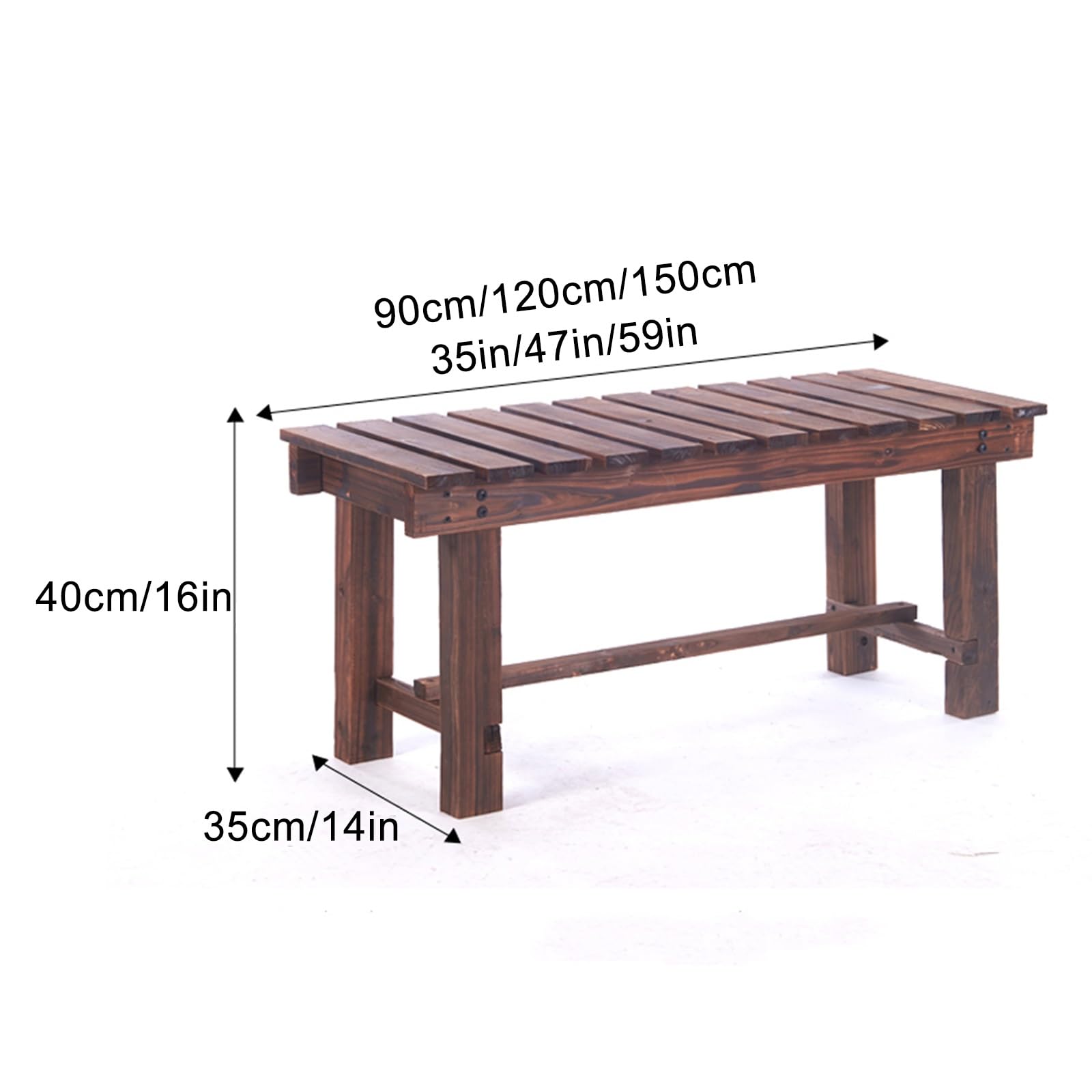 Panca da Giardino for Esterni Panchina da Patio Resistente Alle Intemperie Panchina for Due Persone Senza Schienale Panchina in Legno con Panca ad Alta Temperatura a Doghe(Color:Wood color ho