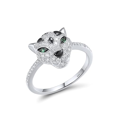 Santuzza Panther Ring 925 Sterling Silver Leopard Rings Cubic Zirconia