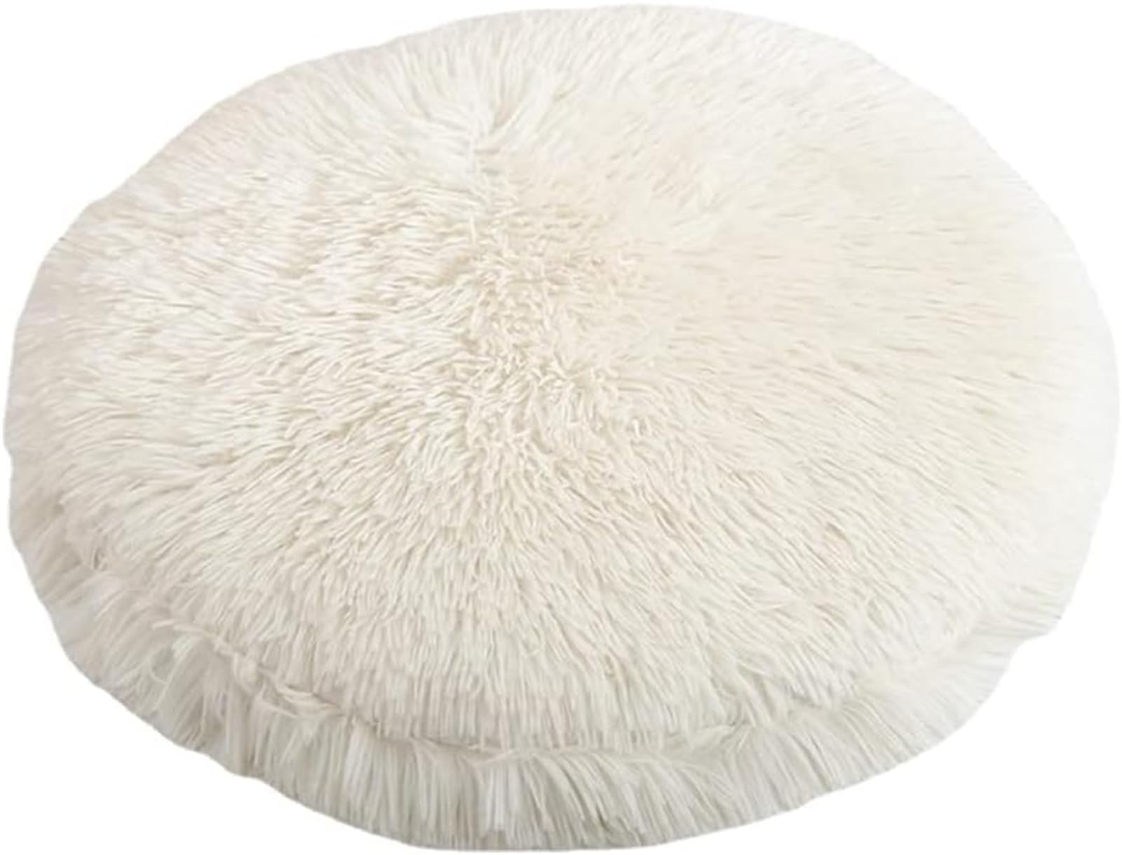 RICHRAIN Plush Cat Dog Cushion,round Pet Warm Mat, PP Cotton Soft and Comfortable for Living Room (S 37CM,White)