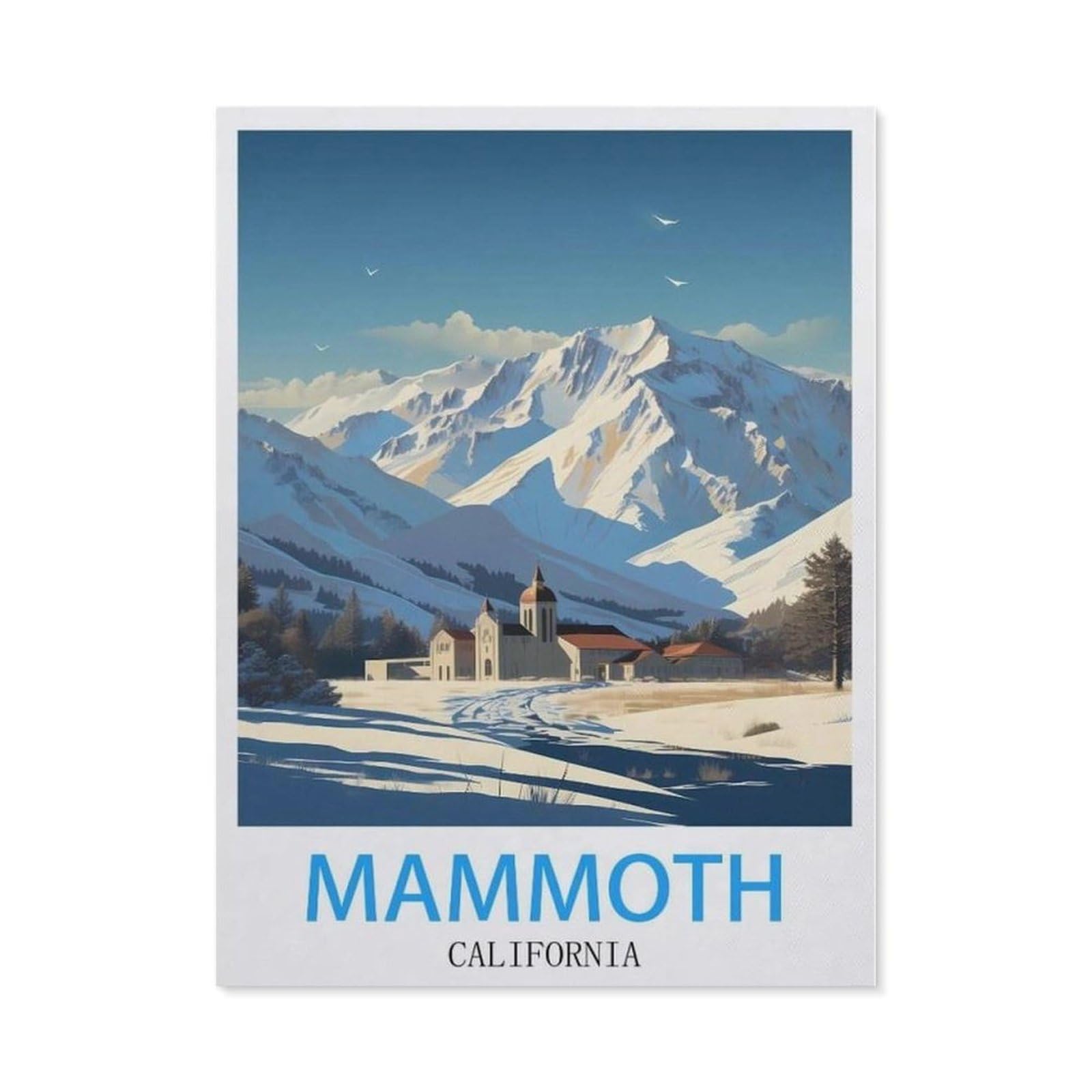 Beayodkp （40 X 50 Cm/15.74 X 19.68 Inches） Full Diamond 5D Diy Diamond Painting，Mammoth California Vintage Travel Poster，3D Diamond Embroidery Cross Stitch Mosaic Needle Works-Cc82
