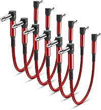 Elebase Guitar Patch Cables 6 Pack 15 cm, Angled Instrument Cords, Right Angle Male Power Connector Suitable for Guitar/Bass Effect Pedals, Stereo Audio Jack Amplifier