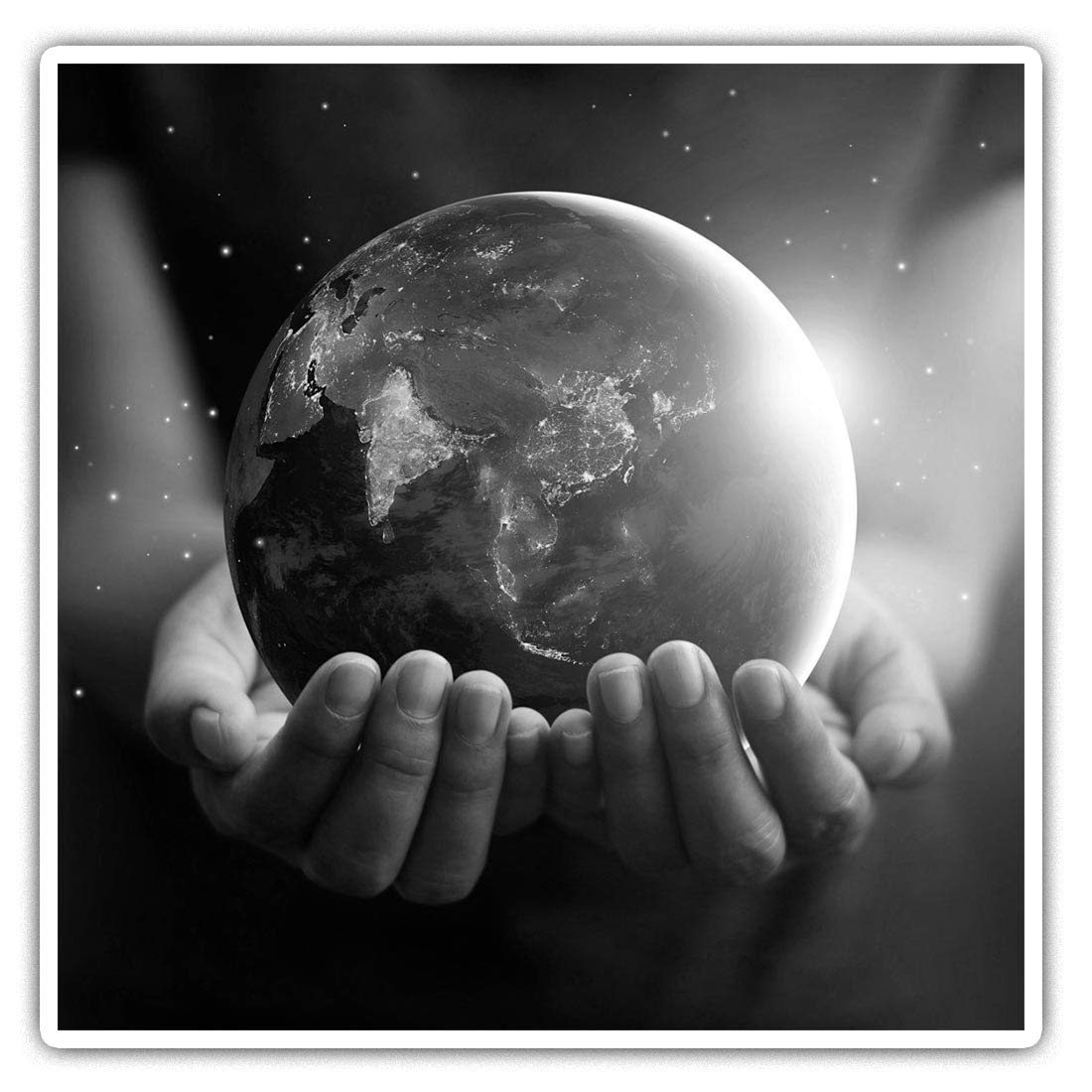 Destination Vinyl Ltd Multi 2 X Square 7.5Cm Vinyl Stickers - World Peace Climate Change Earth 37081