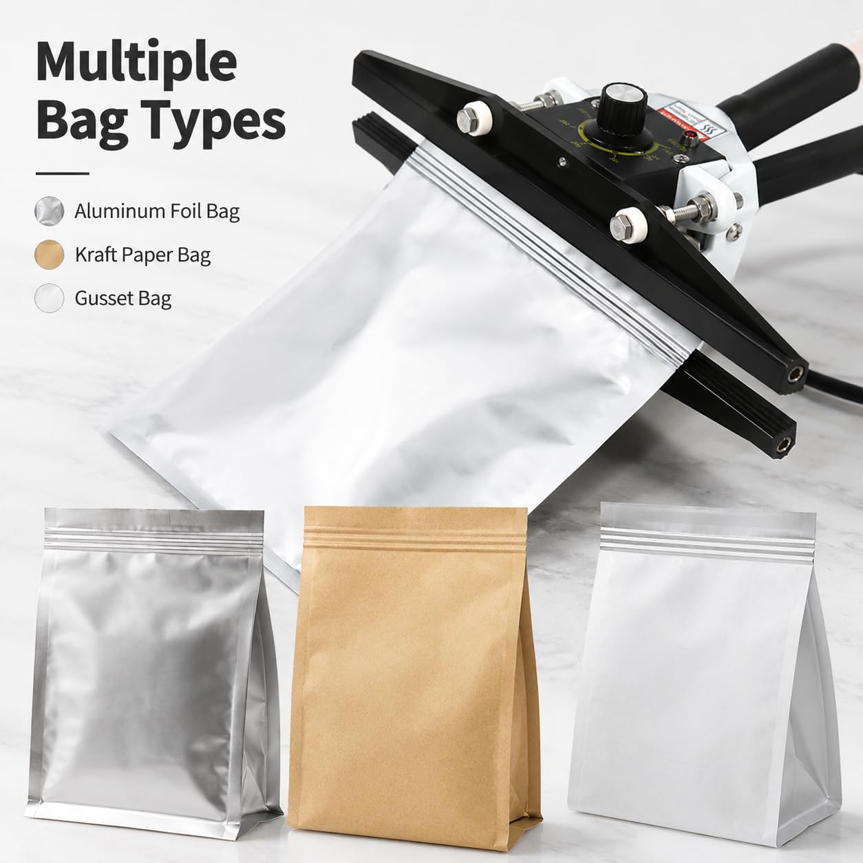 Sellador térmico de bolsas de mano, sellador de bolsas de alimentos de temperatura ajustable para bolsas de aperitivos y almacenamiento de alimentos