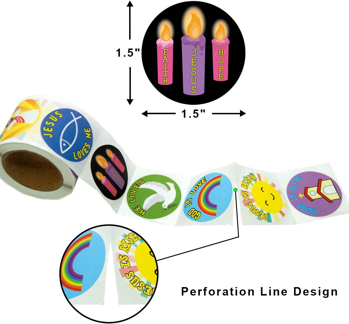 HE Lives Easter Religious Stickers 200PCS Per Roll for VBS Education