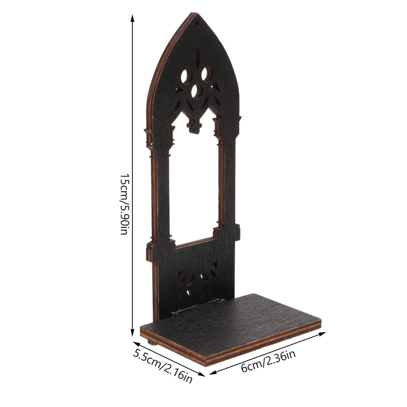Luxshiny 2PCS Candle Sconces: Candle Holders Gothic Arch Wooden Decorative Pillar Stands, Black Matte Finish - Image 2