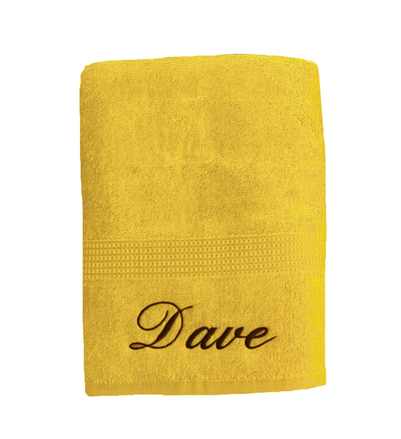 Niche Embroidery Personalised Embroidered Premium Quality Bath Towel Gift with Colour & Name Choice (Yellow)