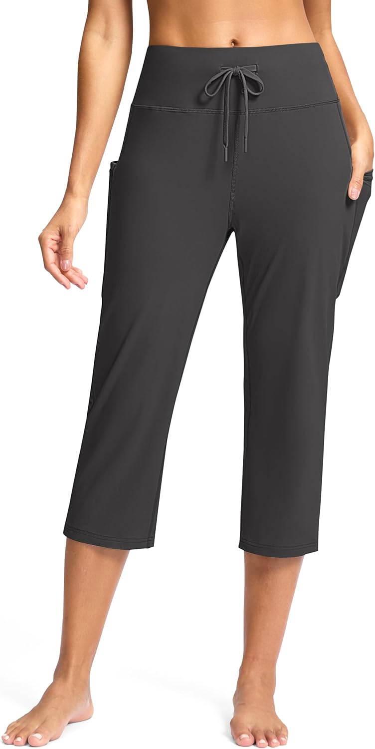 G Gradual Yoga Capri Pants for Women with Pockets High Waist Capris Leggings Tummy Control Straight Workout Summer Crop Pants