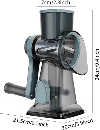 Miniatura 4 de Rallador giratorio de queso y verduras 3 en 1 mejorado con 3 cuchillas intercambiables, fácil de limpiar, apto para lavavajillas y duradero.