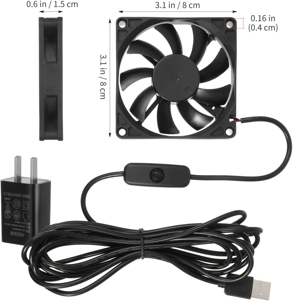 ULTECHNOVO Usb Exhaust Fan for Ecological Rainforest Landscape Tank Adjustable Timing Extractor Fan with Low Noise Ultra-Thin Ventilation for Aquarium Plant Growth 3.14X3.14X0.59 Inch