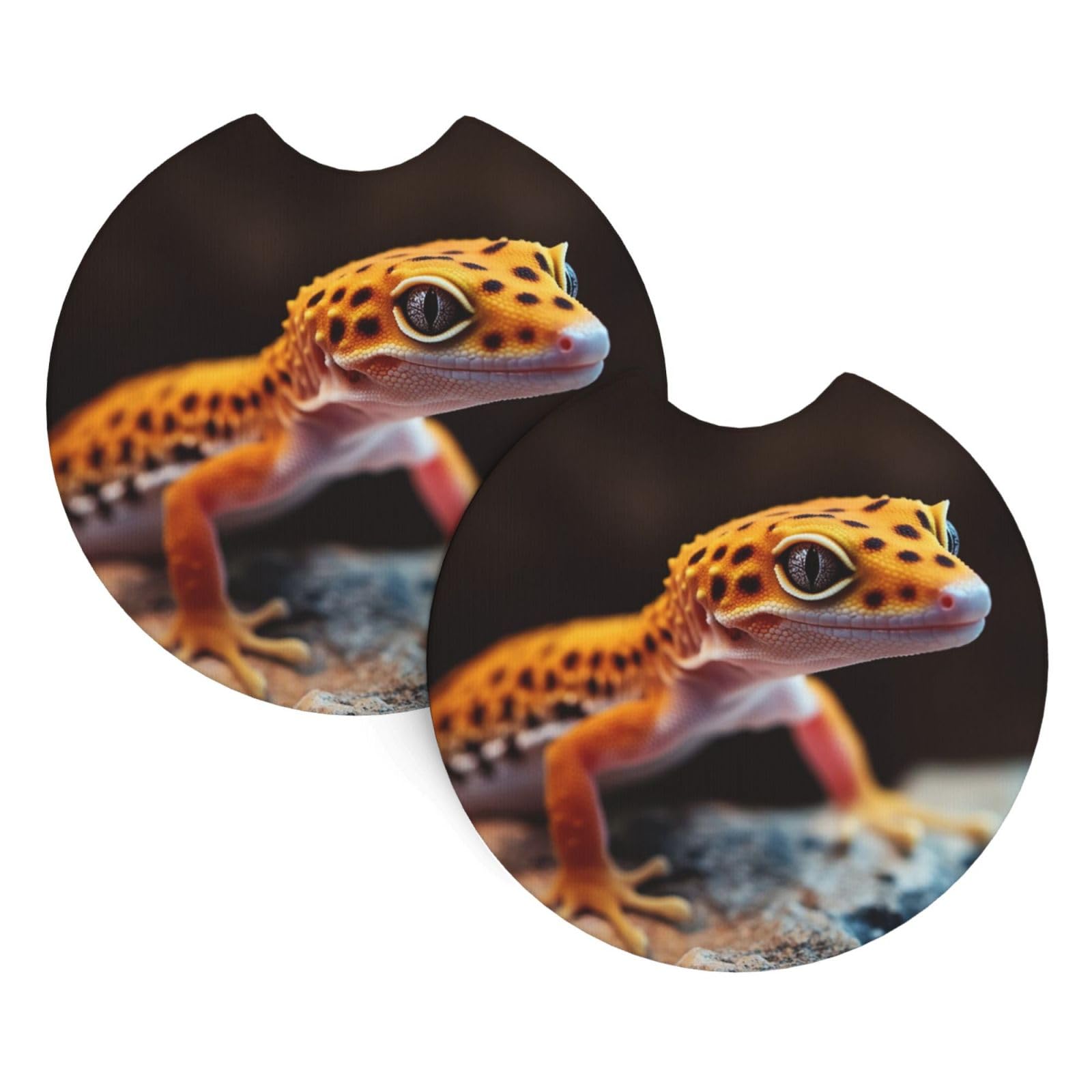 Xopekvlawm Leopard Little Gecko 2 Pack Car Cup Holder Coasters 2.7 Inch Universal Anti-Slip Shockproof Car Cup Holder Insert Car Coasters Drink Coasters Cup Holder Coasters For Car Accessories