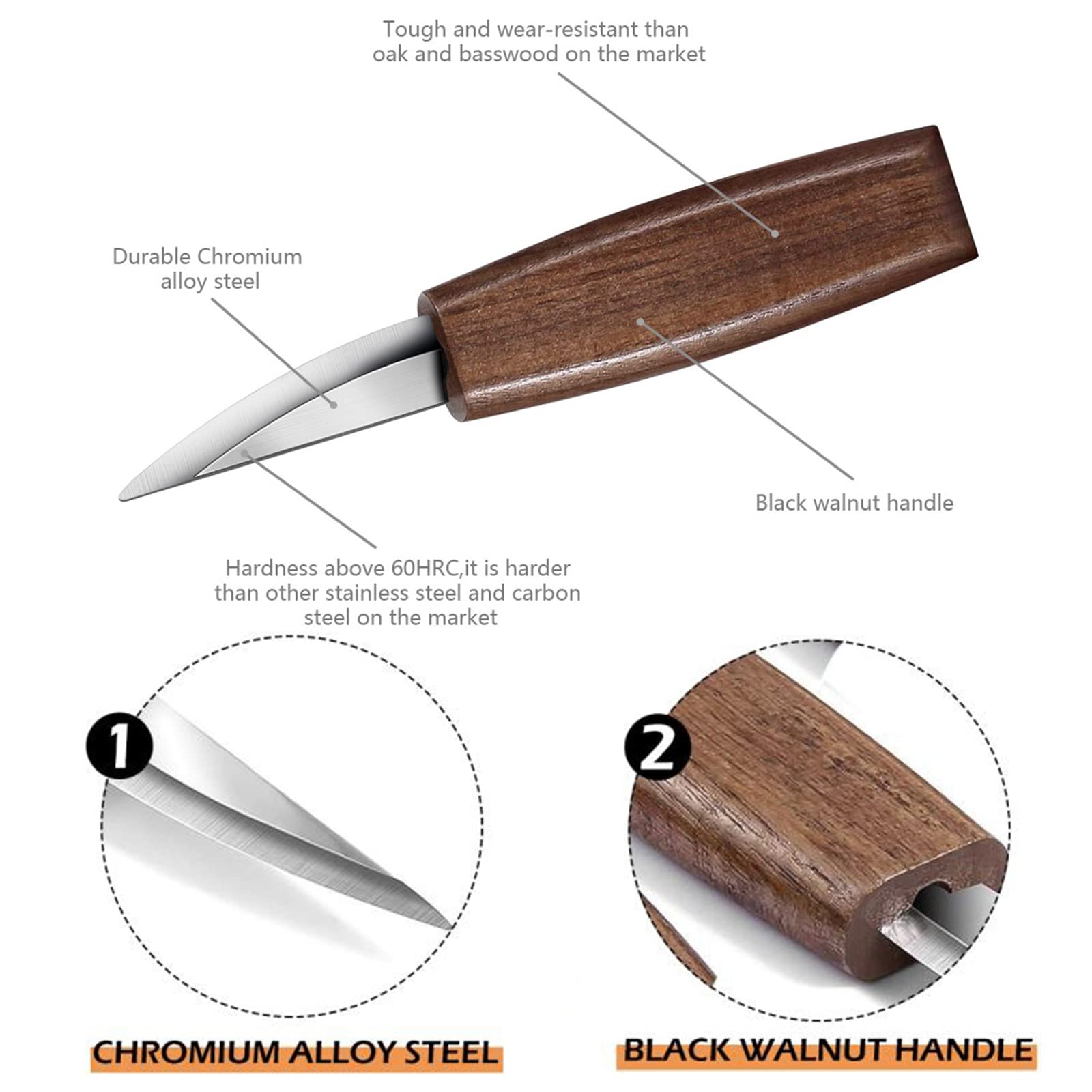 Set Di Strumenti Per Intaglio Del Legno, Coltello Da Intaglio in Legno Per Affilare Lavorazione Del Legno, Scalpello Da Taglio,Scalpello Per Uncino,Scalpello Per Dettagli,Cera Per Lucidatura
