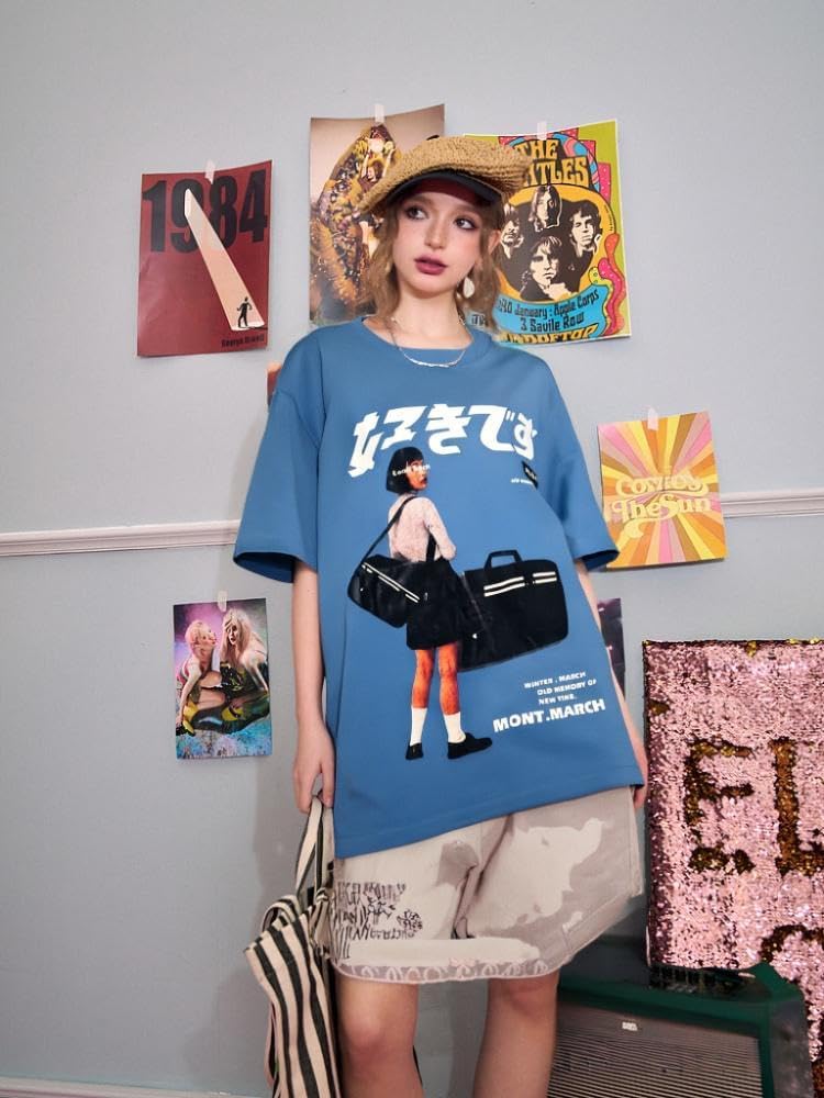 Oversized Graphic Tees for Women Y2k Men Streetwear Harajuku T-Shirts Vintage Tees - Image 5