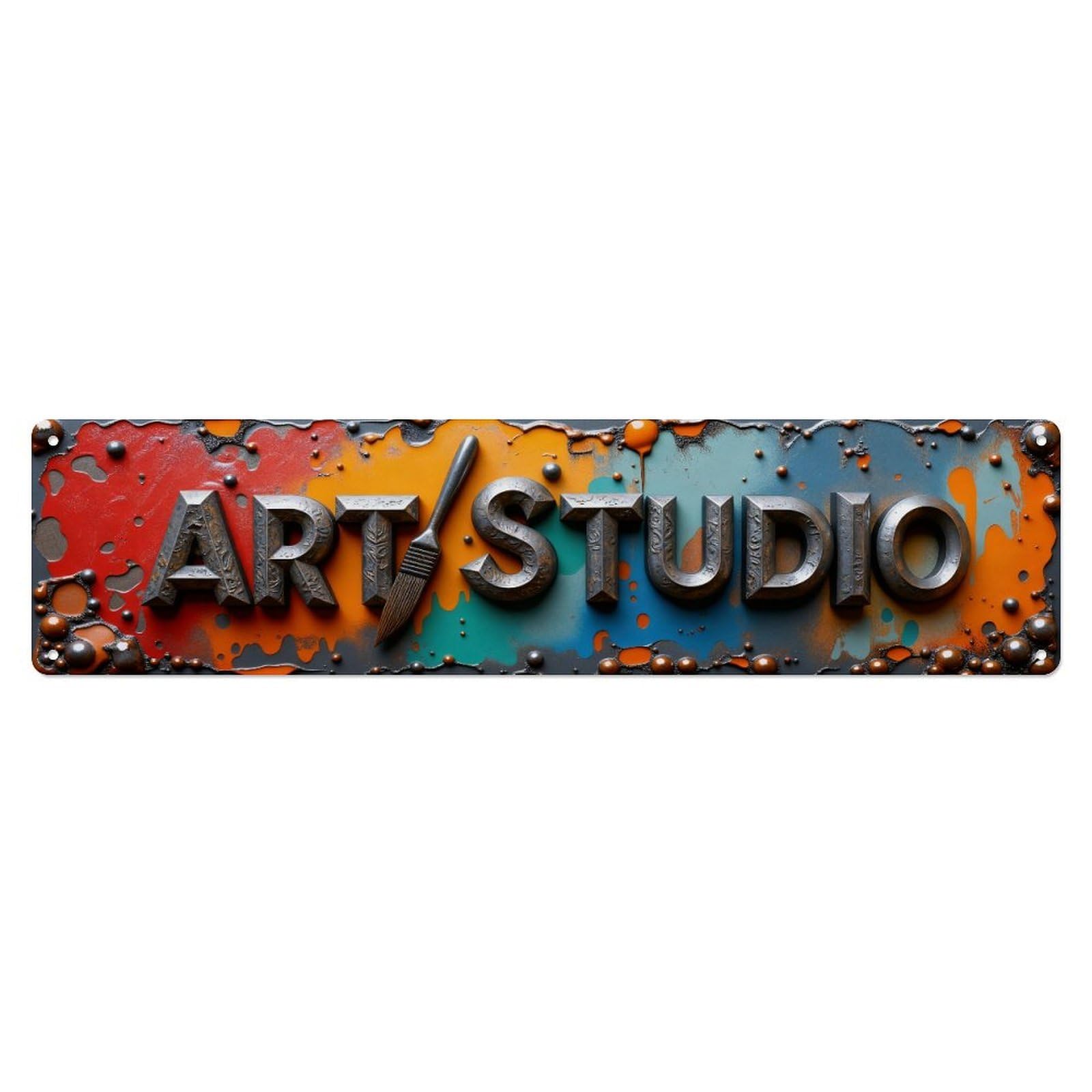 Art Studio Paint Splash Design Metal Tin Sign Plaque