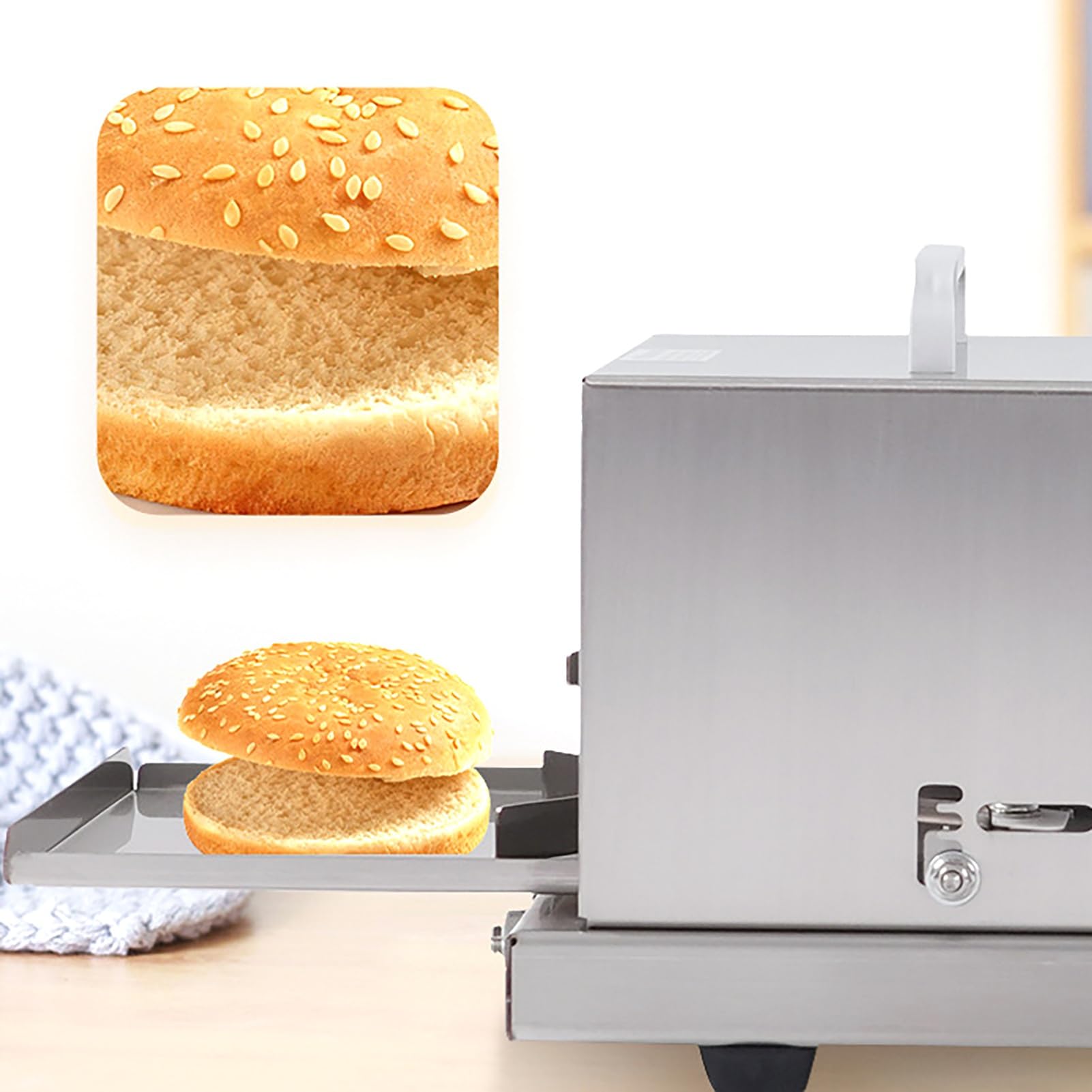 Guía para cortar pan, herramienta de corte de pan de acero inoxidable con 4 ajustes de grosor, divisor de bollos comercial, construcción de metal duradera de una sola pieza