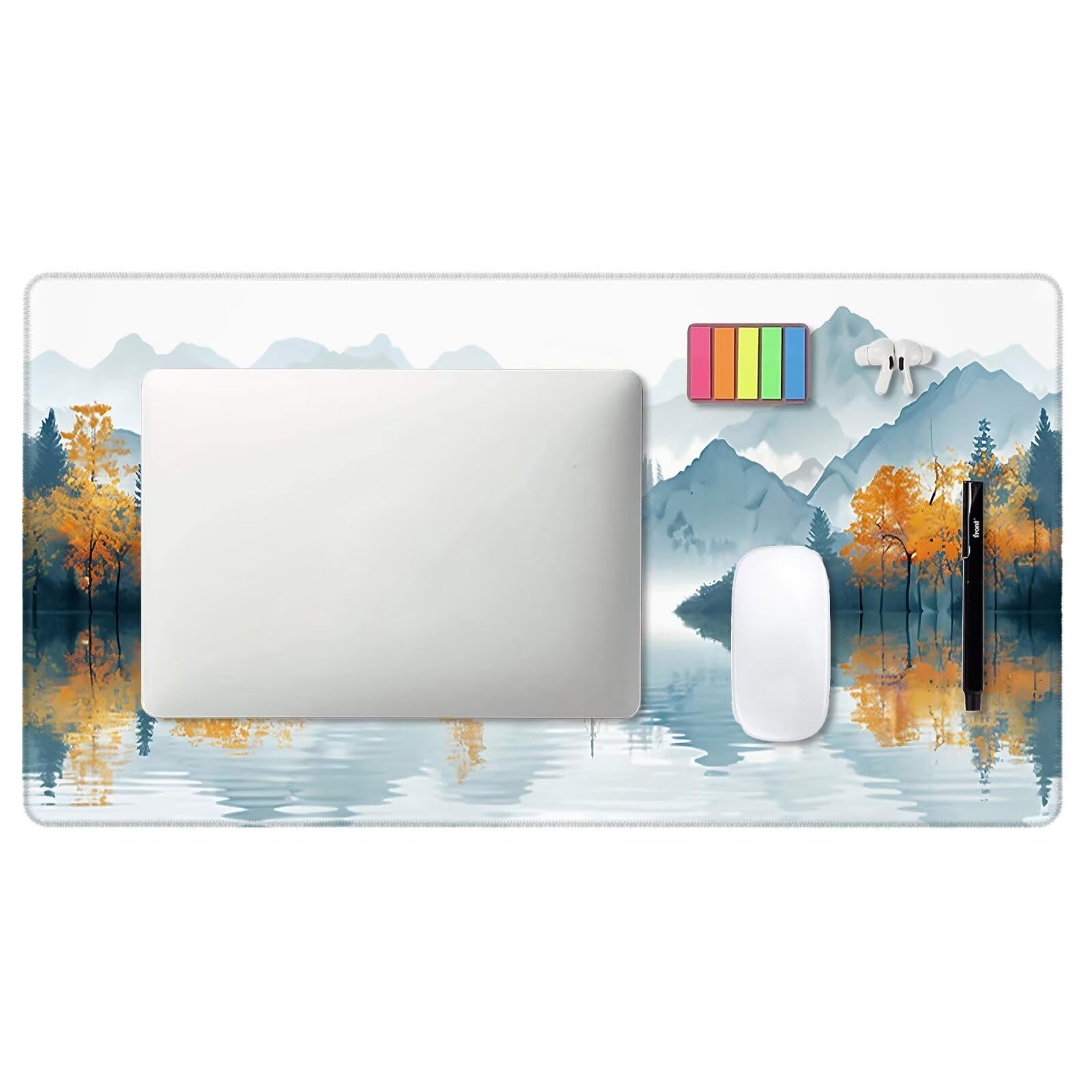 Tapis de Souris de Jeu, Bateau Tapis de Souris XXL 900x400x4 mm, Sous-Main Bureau Paysage avec Base en Caoutchouc Antidérapant et Imperméable, Surface Lisse Améliorez la Précision et la Vitesse, L-1