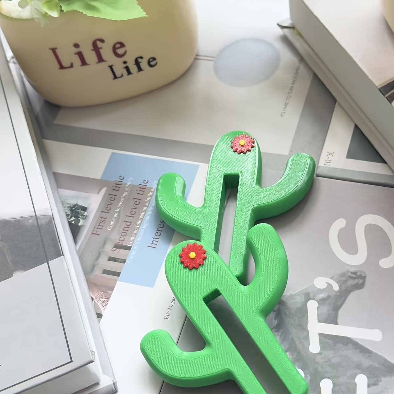 2pcs Cactus Bathroom Storage Rack | Door Mount, Matte End, Plastic, Leaning Shelf, Shelves(2-Tier)