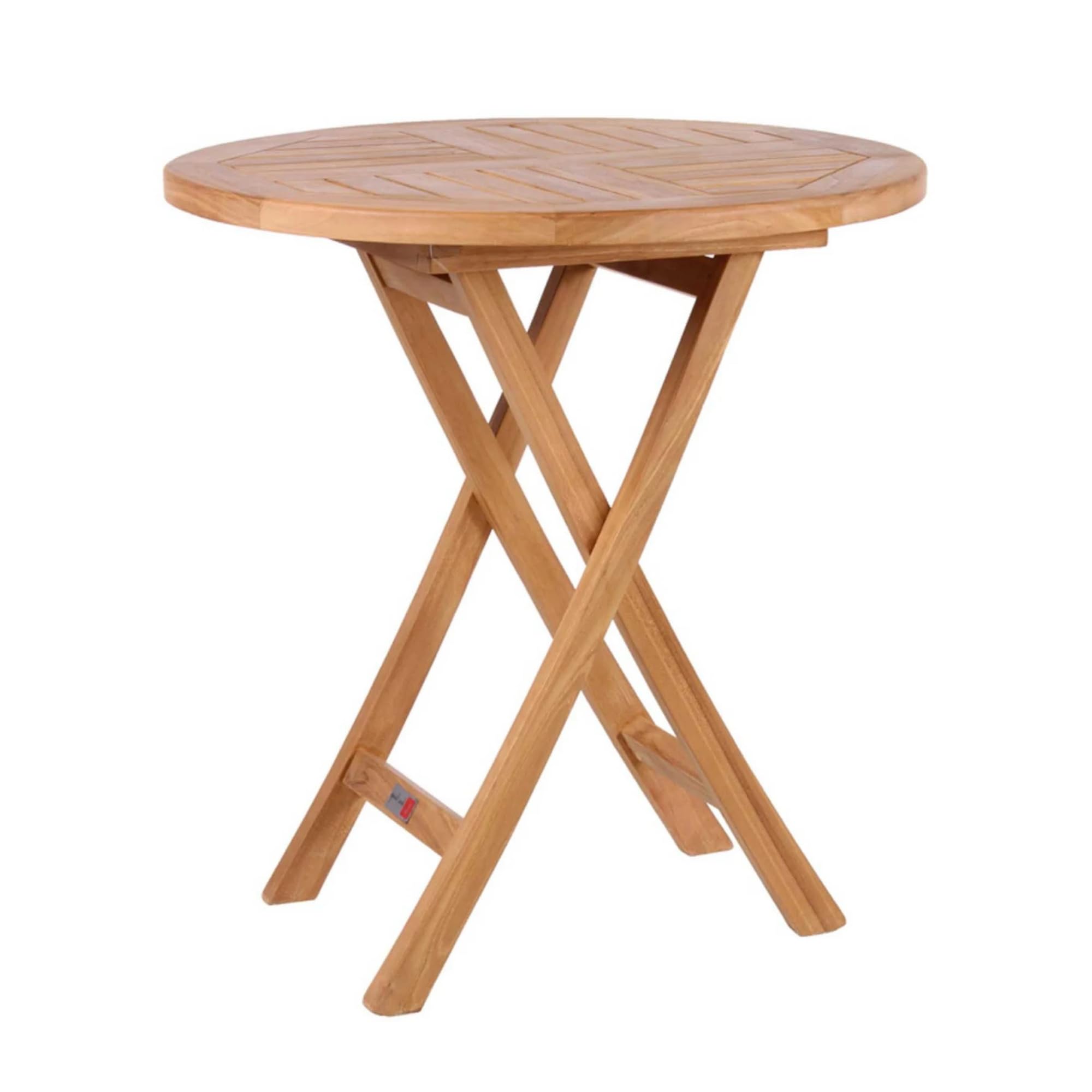 MR.DEKO Balkontisch klappbar Sutton Klapptisch Balkon Gartentisch rund | 70x70cm wetterfestes Teakholz