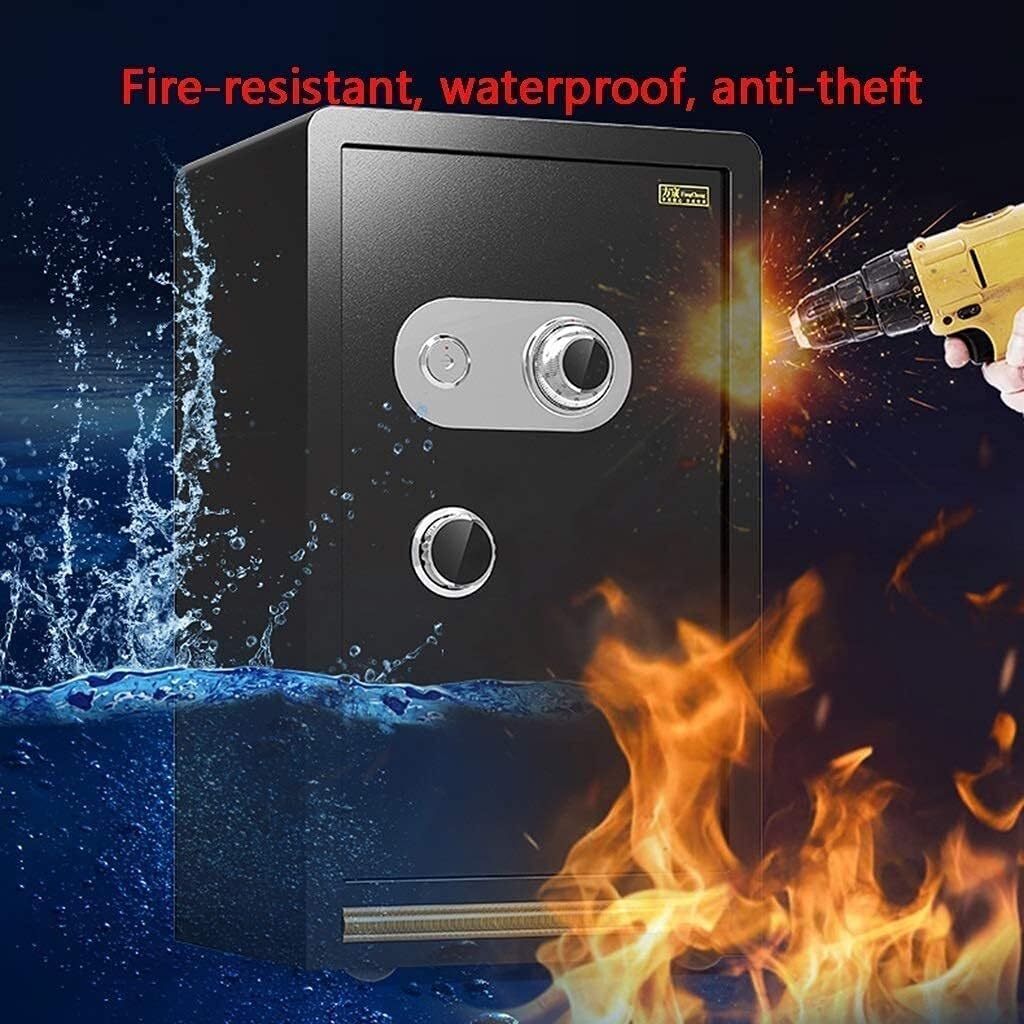 Caja Fuerte Grande ignífuga, de Acero, con Cerradura mecánica antirrobo y código, Impermeable e ignífuga, 60/70/80 cm, para casa, Oficina y Hotel, 3 Colores (Negro, 60 x 39 x 32 cm)