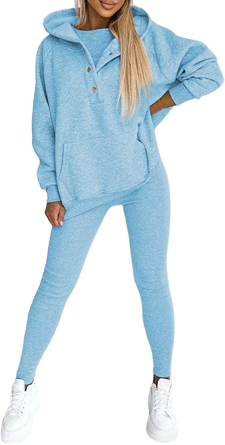 Sweat Set for Women Comfrt Sweat Sets for Women Oversized Hoodies Pullover Sweatshirts Matching High Waisted Leggings