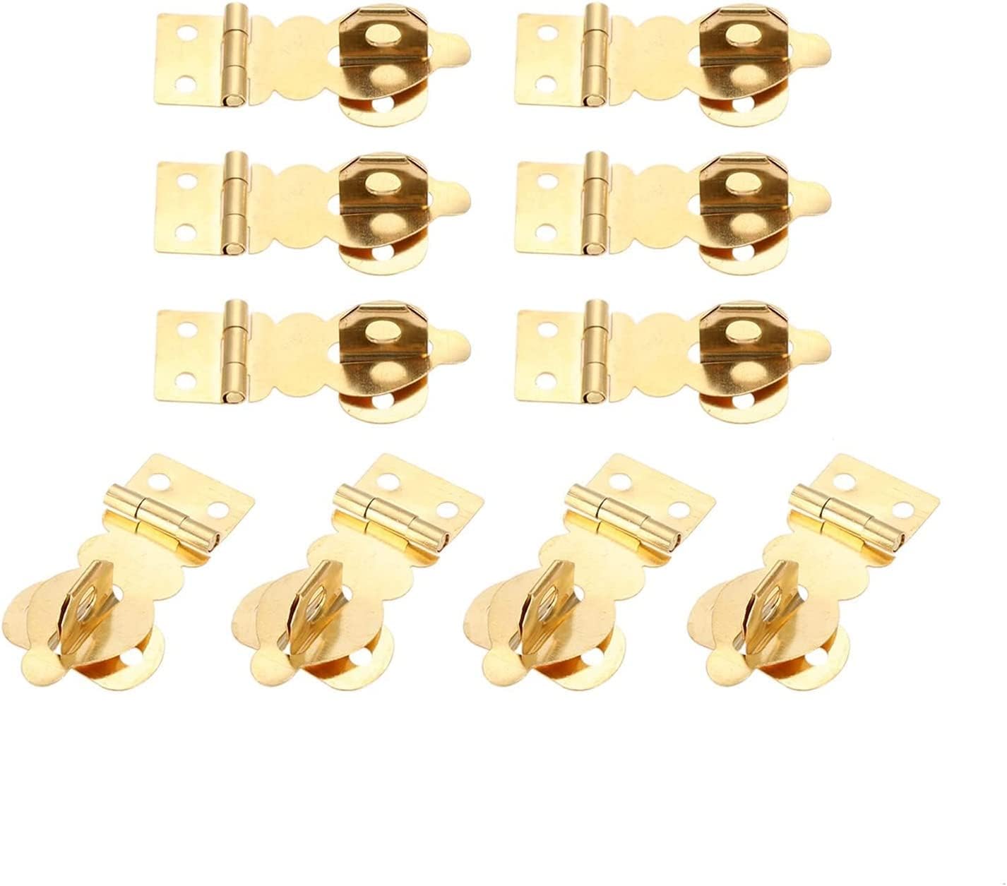 Antique Retro Hasp Lock Buckle Hook Eye Latch,10Pcs Brass Jewelry Box Padlock Wooden Wine Gift Handbag Hardware Accessories 27 * 19mm