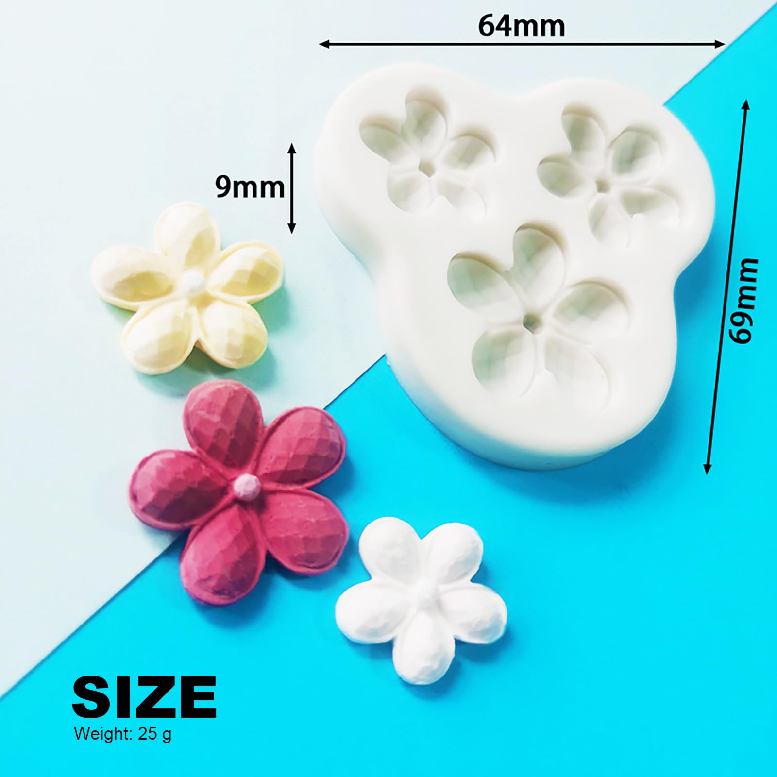 Moldes de Silicona de Flores, Molde para Velas con Forma de Flor en 3D Fácil de Desmoldar, Moldes para Hornear Pasteles de Fondant, para Caramelos Gelatina Jabón Hielo, 50pcs