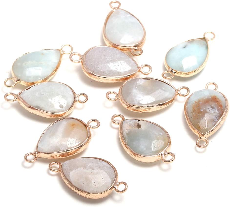 10pcs Natural Stone Quartz Agate Amazonite Connectors Pearl Links Jewelry Connectors Charms DIY for Necklace or Jewelry Making(10pcs)