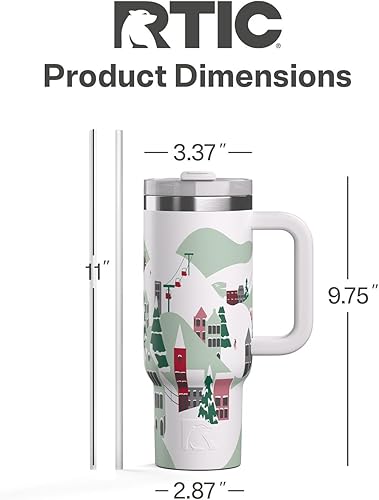 Miniatura 6 de RTIC Vaso de viaje por carretera de 30 onzas con doble pared, de acero inoxidable, portátil, con tapa, asa y pajilla, purpurina Snapdragon
