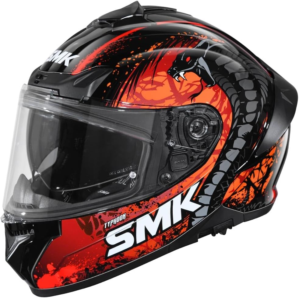 SMK Reptile ISI ECE & DOT Certified Full Face Dual Visor Helmet for Men and Women with Pinlock Fitted Clear Visor and Inner Sun Visor
