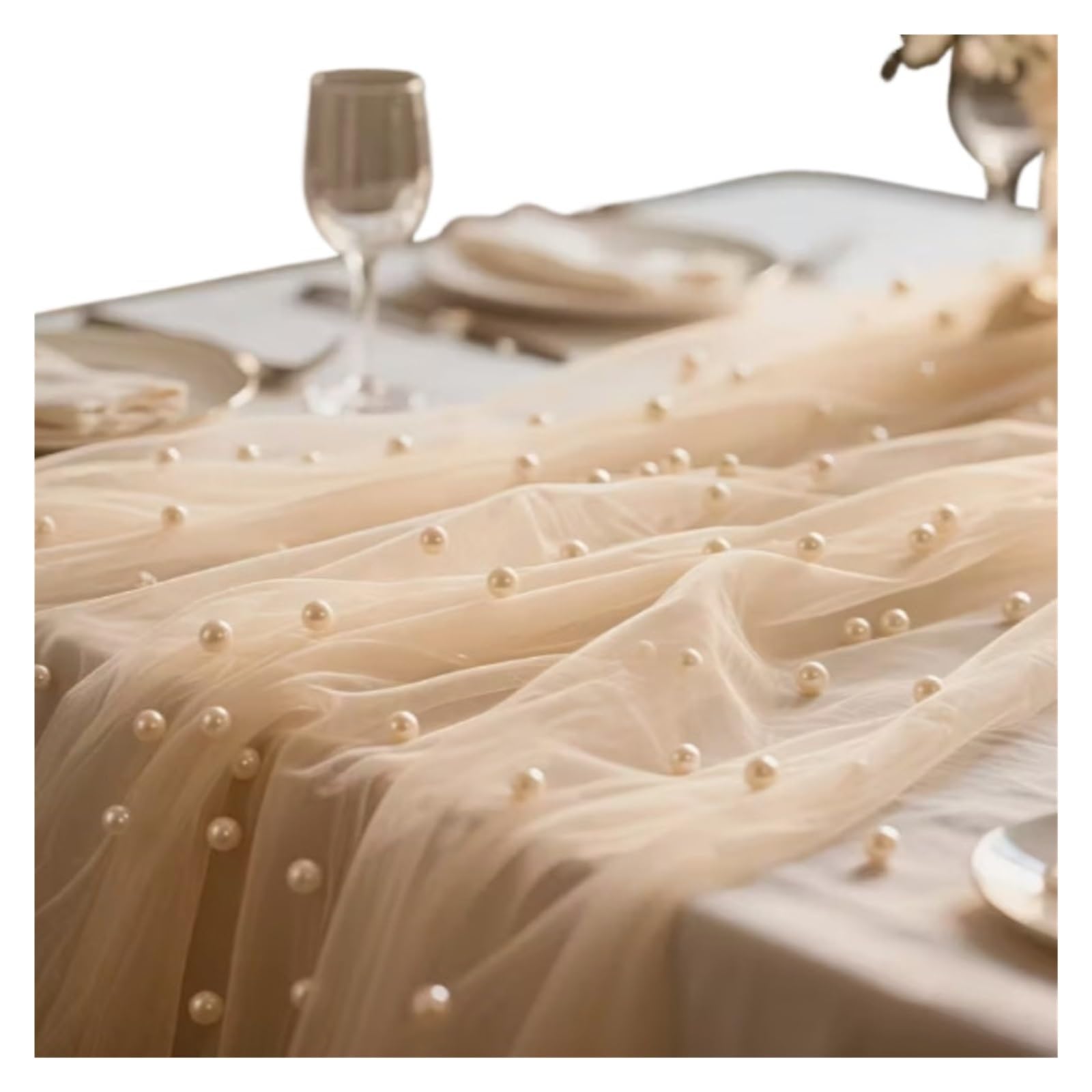 Chiffon Table Runner Table Runner Pearl Chiffon Semi-Transparent Gauze Tablecloth Party(Color 6,M)