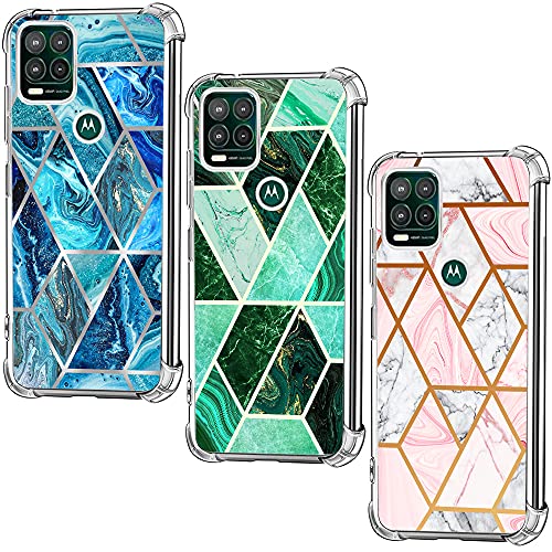 (3-Pack) Moto G Stylus 5G Case, Moto G Stylus 5G 2021 Case Soft Clear TPU [Scratch-Resistant] Drop Silicone Bumper Protection Shockproof Phone Case Cover for Motorola Moto G Stylus 5G, Marble