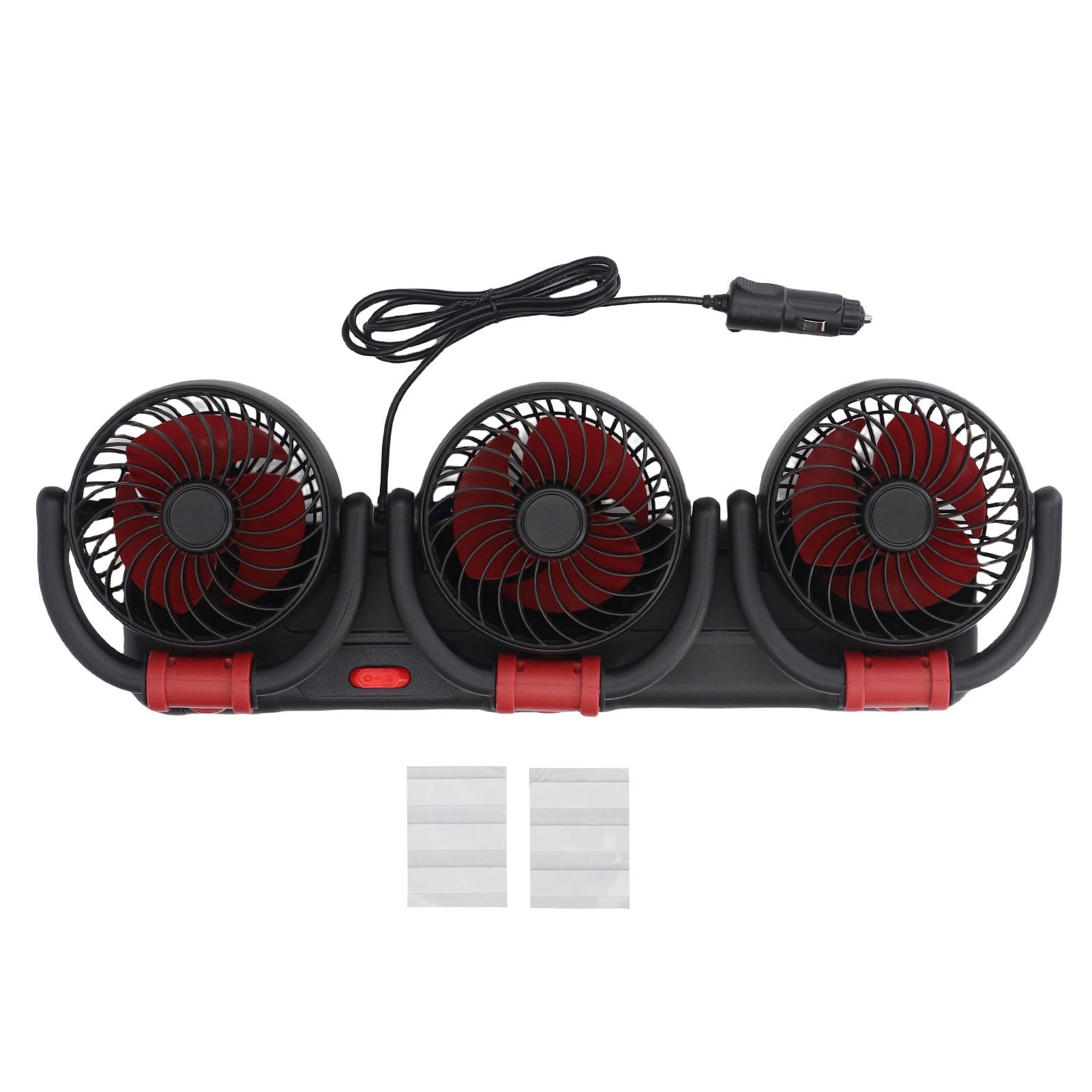 Ventola di Raffreddamento a 3 Teste Ventilatore Elettrico per Auto Portatile 12V PVC Triplo Flusso d'aria con Supporto per Telefono Supporto a Ventosa per Camion SUV RV Van Boat Drivers (24V)