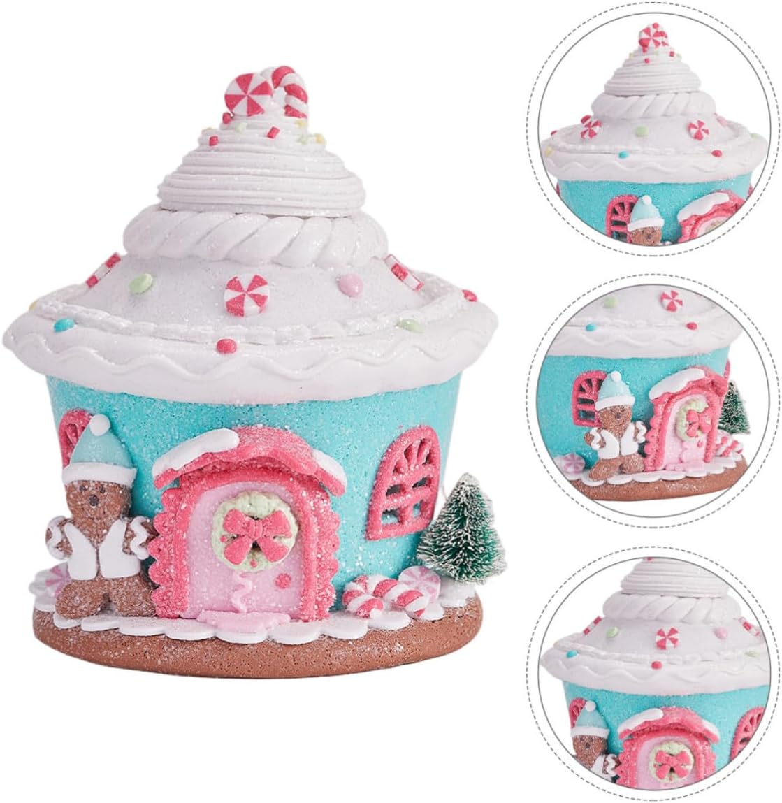 Lighted Holiday Castle Figurine Resin Christmas Village Building with Illuminated Festive Glow and Classic Christmas Design for Office Desks and Presents, Requires 3 Aa Batteries