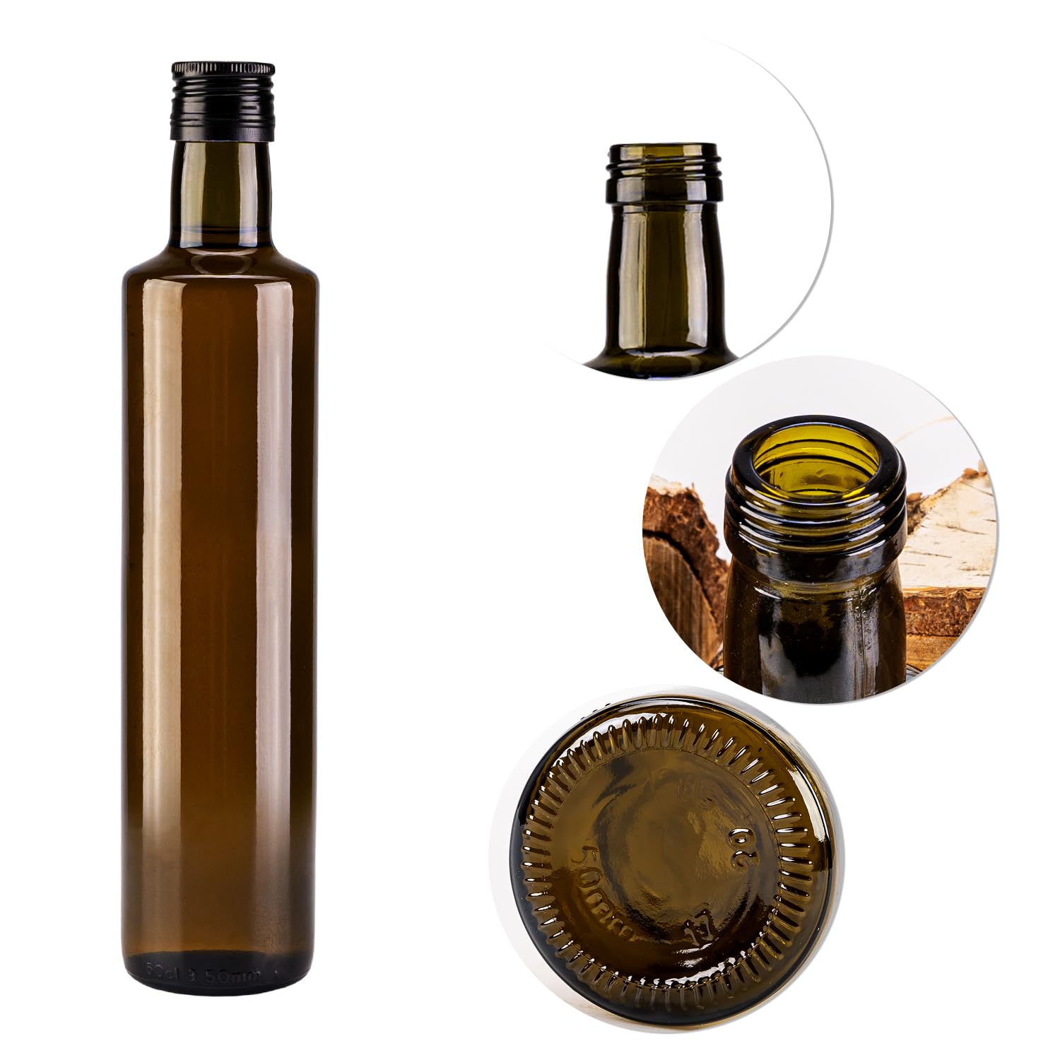 Szklana butelka Dorica 500 ml z dozownikiem – na olej, oliwę z oliwek i wino (40, szkło oliwkowe)