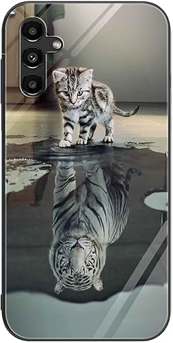 ALILANG Funda de cristal para Samsung Galaxy A13 5G de 6.5 pulgadas, ultradelgada, elegante y bonita funda de teléfono con estampado animal