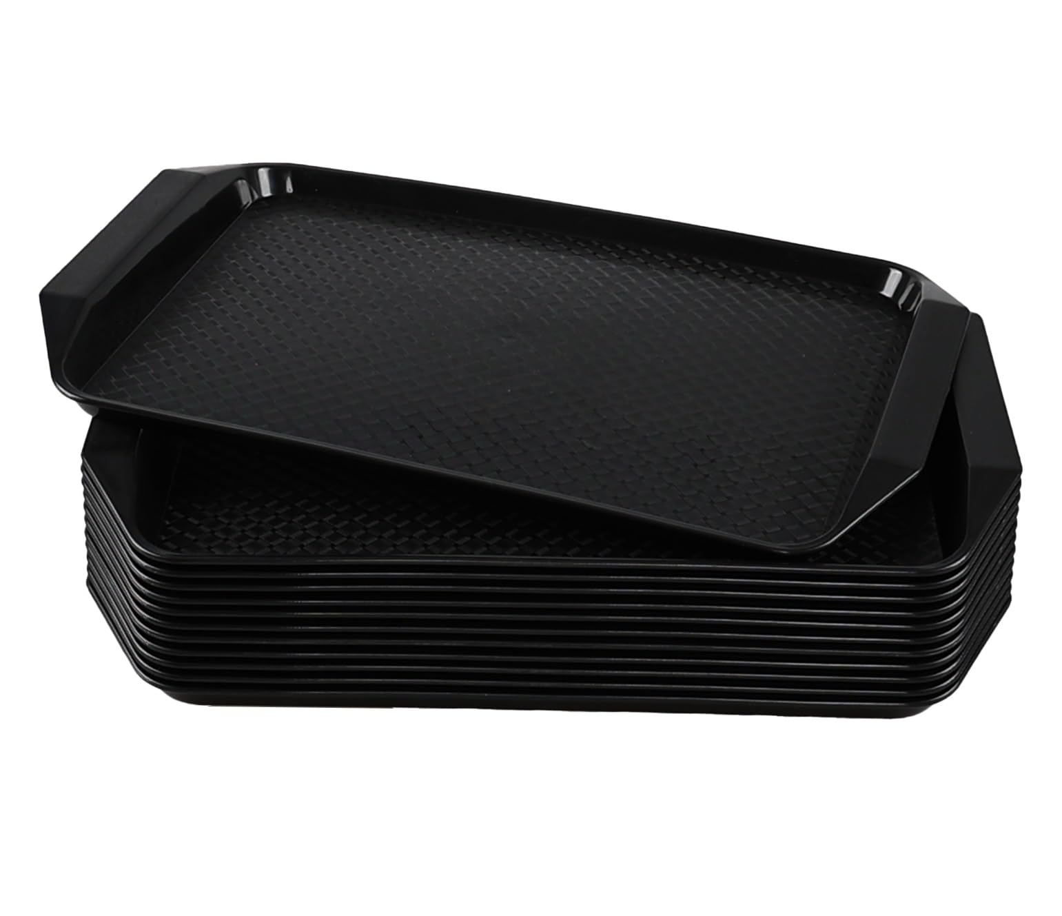 Plateau rectangulaire noir par lot de 12 pour cantine et restauration
