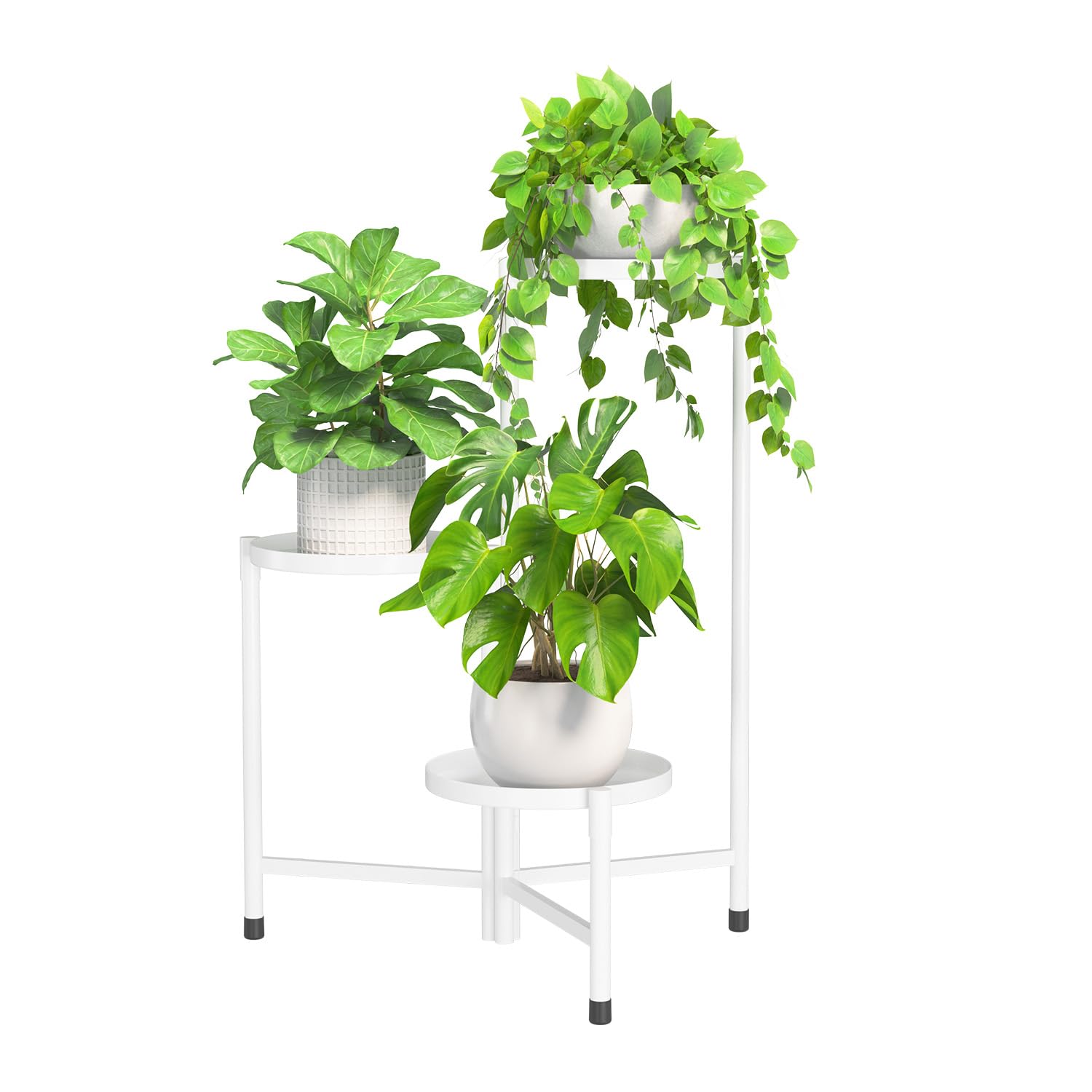 iDavosic.ly 3 Tier Large Plant Stand Indoor Outdoor, 10 In Wide Tray, White