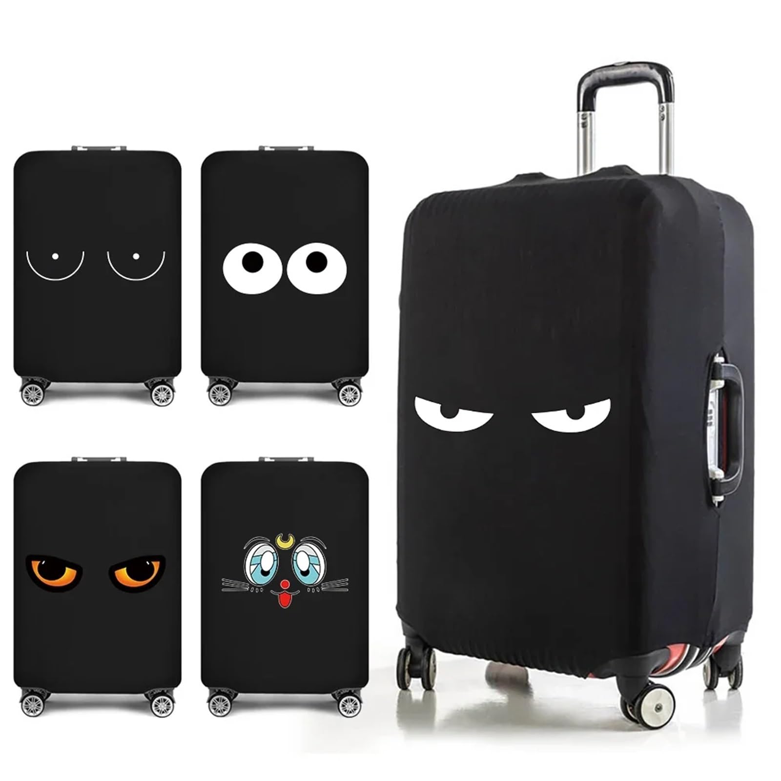 Copri Valigia 2 pezzi di coperture for bagagli, coperture for valigie, modelli divertenti da viaggio, accessori da viaggio, custodia protettiva for trolley Per Bagagli Trolley Custodia(Black I,L)