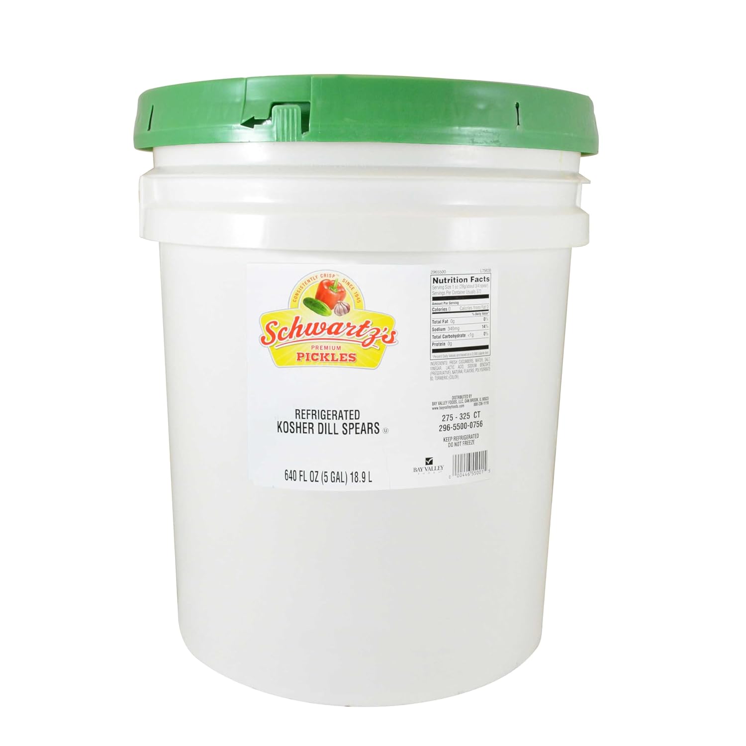 Bay Valley Foods Kosher Spear Dill Pickle, 5 Gallon -- 1 each.