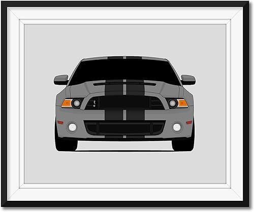 Póster hecho a mano compatible con Shelby GT500 (2013-2014) S197 II, arte de pared impreso, decoración de pared Carroll, Shelby, Ford, Mustang,