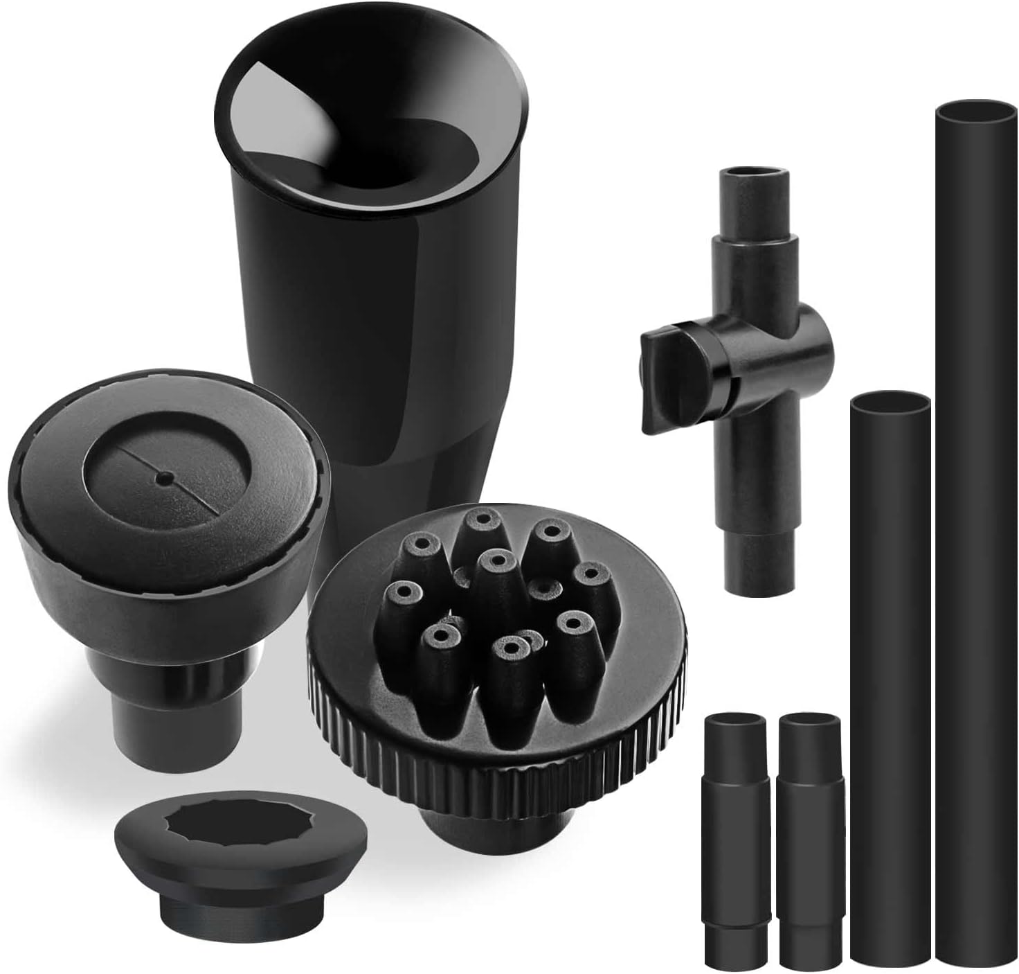 Plastic Fountain Nozzle 1/2, Fountain Head for Garden, Ponds, Tabletop Fish Ponds, Use for Indoor and Outdoor, 9 Components and 5 Different Shapes for Easy Installation, Pool Aerator Nozzle