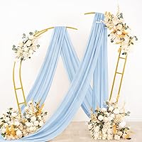 Vista 4 de Socomi 2 paneles de tela para arco de boda, 29 pulgadas x 19 pies, cortinas de gasa transparente azul bebé, 6 yardas para decoración de boda