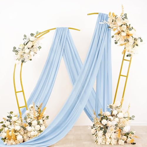 Miniatura 4 de Socomi 3 paneles de tela para arco de boda, 29 x 19 pies, cortinas de gasa transparente azul bebé, 6 yardas para decoración de boda, ceremonia de