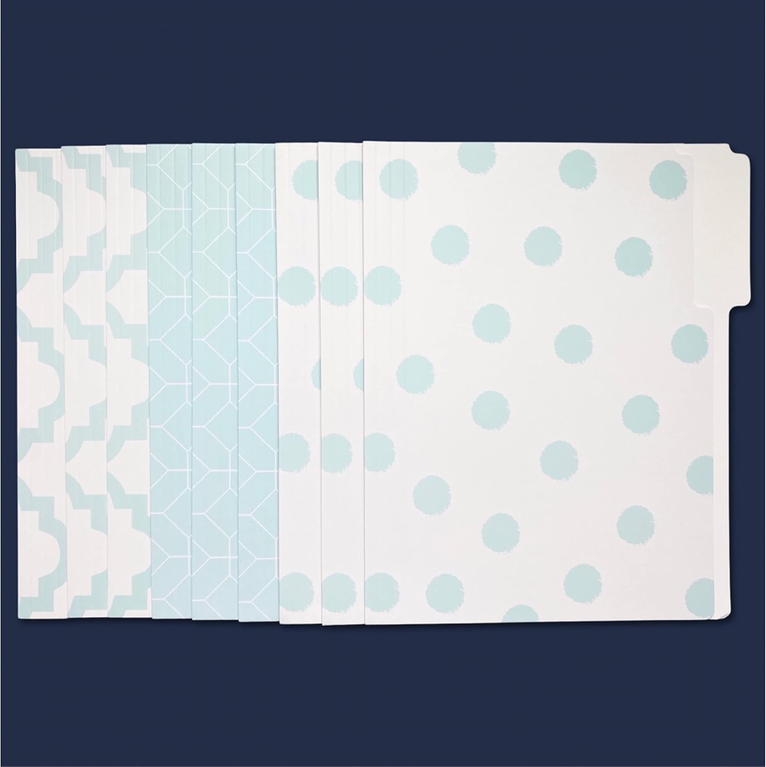 Designer File Folders by Kahootie Co, Set of 9 Decorative File Folders, 9.5” x 11.75”, Paper Organization, Office Supplies, File Folder Organizer, 3 Tab File Folders (Teal)