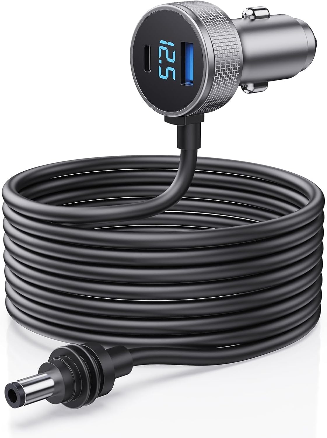 Starlink Mini Cable, 3 in 1 Starlink Mini Car Charger DC Power Cable+ Cigarette Lighter Adapter 12V-48V with Digital Display, Durable USB C PD 40W and USB A 35W Ports for Trucks and Cars (16.4FT)