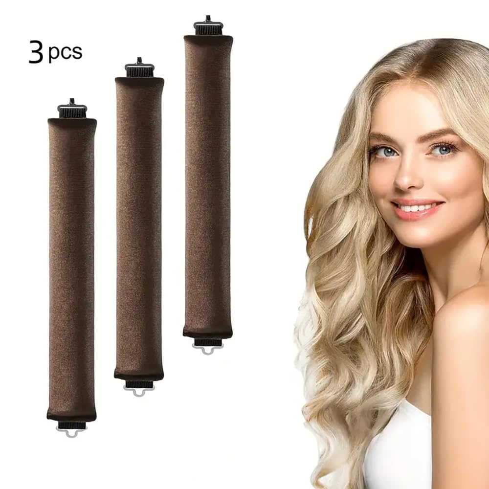 Heatless Curlers,3 PCS Hair Rollers Blowout Rods Headband for Long Medium Hair Overnight Heatless Curls,Heatless Hair Curler,for Big Waves,Soft Velvet Thick Flexi Rods - Image 4