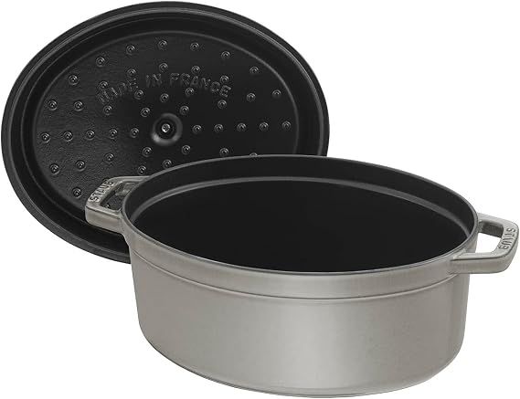 STAUB Cast Iron Roaster/Cocotte, Oval, 37 cm, 8 L, Graphite Grey