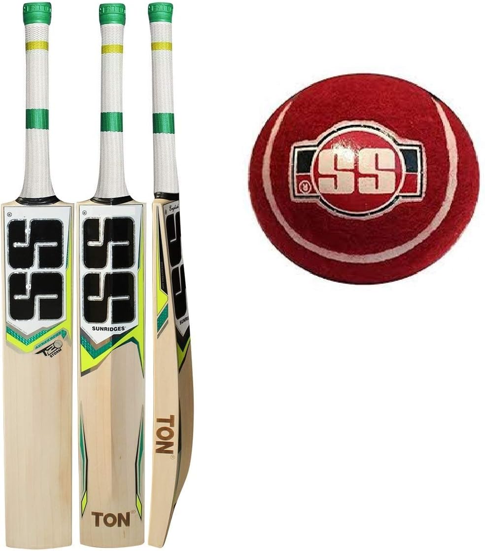 SS T20 Storm Cricket Bat with Penn Extra Duty Tennis Ball (Bat Cover Included) : 2018 Edition