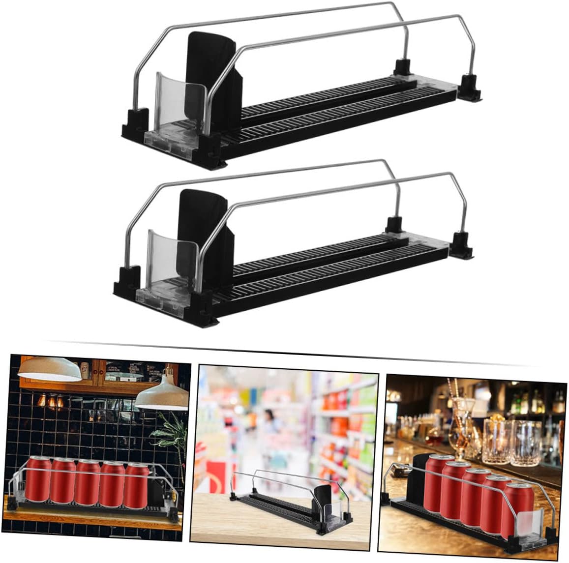 CHILDWEET 2pcs Supermarket Drink Propeller Organizer for Refrigerator Wine Dispenser Insulated Water Bottle Shelf Pusher