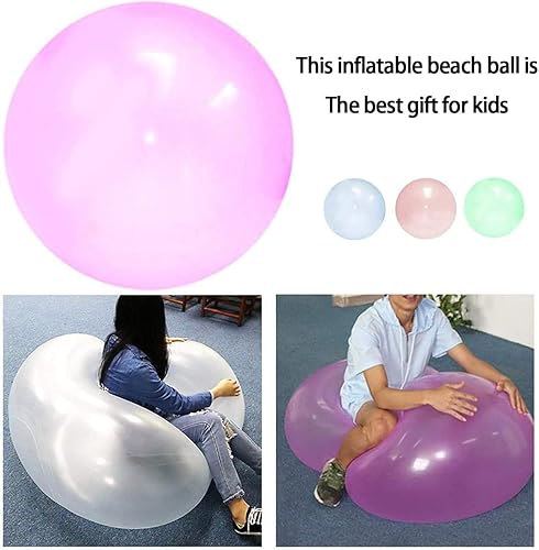 Miniatura 8 de Bola de burbujas de juguete para adultos y niños, bola de agua inflable para playa, jardín, bola de goma suave, fiesta al aire libre, 47 pulgadas
