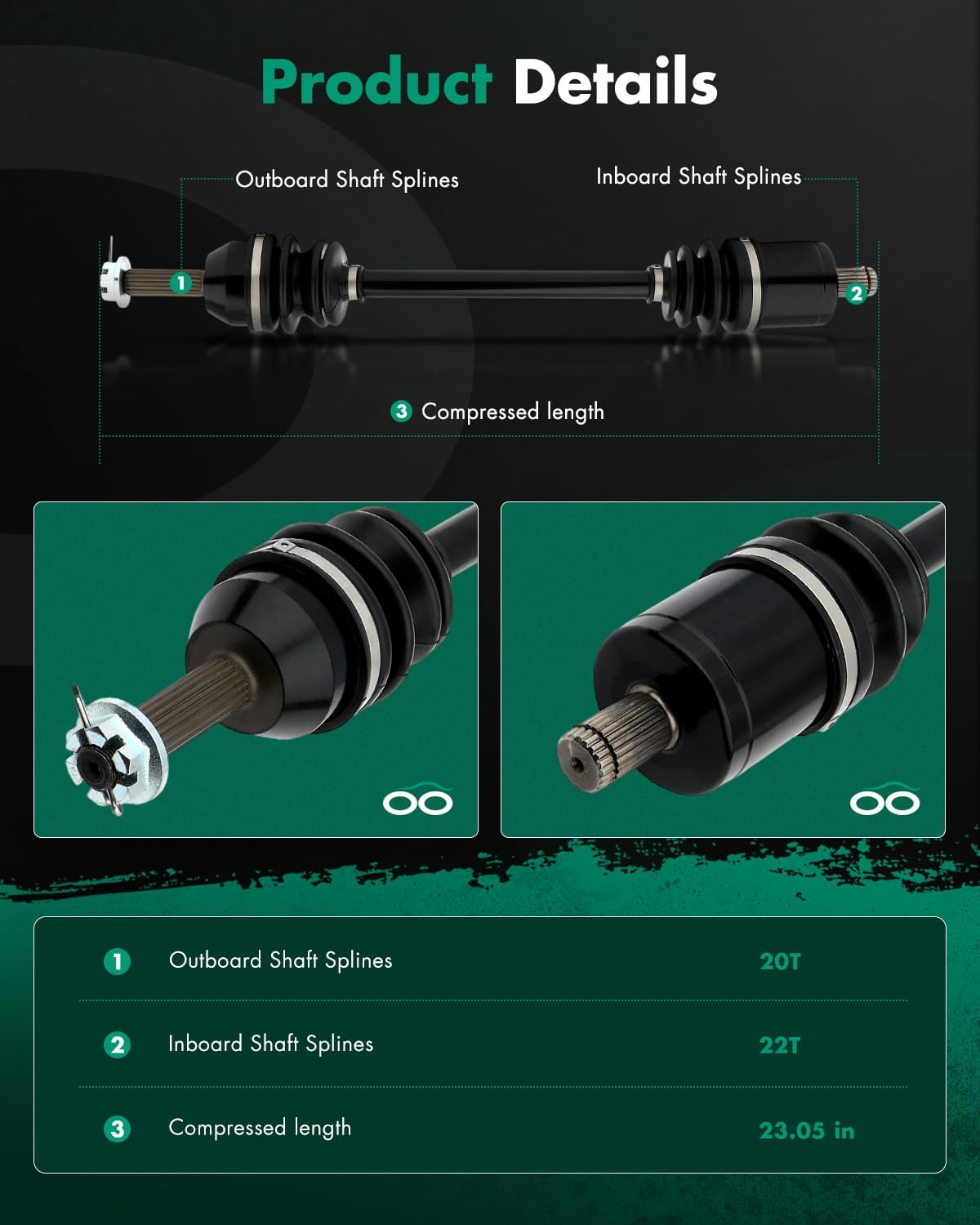 SCITOO Front Left Right CV Axle for Polaris Ranger 400 Ranger 500 Ranger 570 Ranger 800 Ranger Crew 570 Ranger EV
